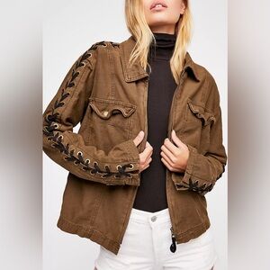 Free People Faye Army Green Jacket